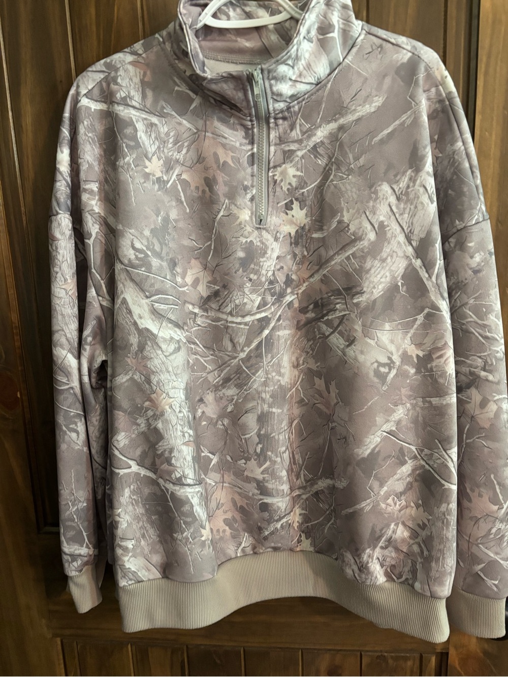 Women’s Camo Print Quarter-Zip Pullover in tan beige 3xl